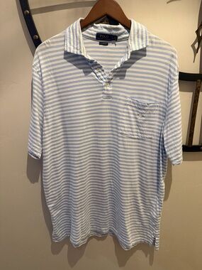 Polo by Ralph Lauren Men’s Light Blue & White Striped Polo